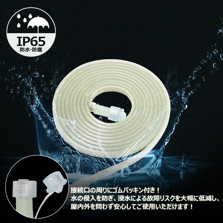 10m LEDロープライト 片面発光 60W 4500LM 100V 電源コード 防水 IP65 耐衝撃 IK10 チューブライト 業務用 投光器 ガレージ 夜間作業 道路工事 CB-2S5M-90V | GOODGOODS | 05
