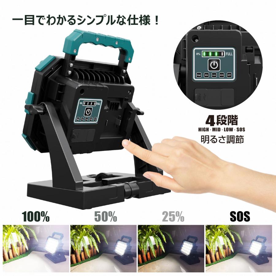 【セット】 LED投光器 三脚スタンド 100W 10000lm 18Vバッテリー マキタ社バッテリー対応 バッテリー交換 爆光 携帯型 現場工事 一年保証 YC-M90D JD-002Aの画像