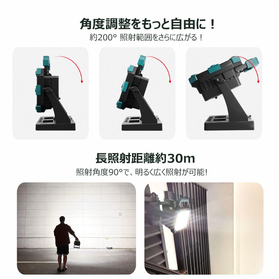 【セット】 LED投光器 三脚スタンド 100W 10000lm 18Vバッテリー マキタ社バッテリー対応 バッテリー交換 爆光 携帯型 現場工事 一年保証 YC-M90D JD-002Aの画像