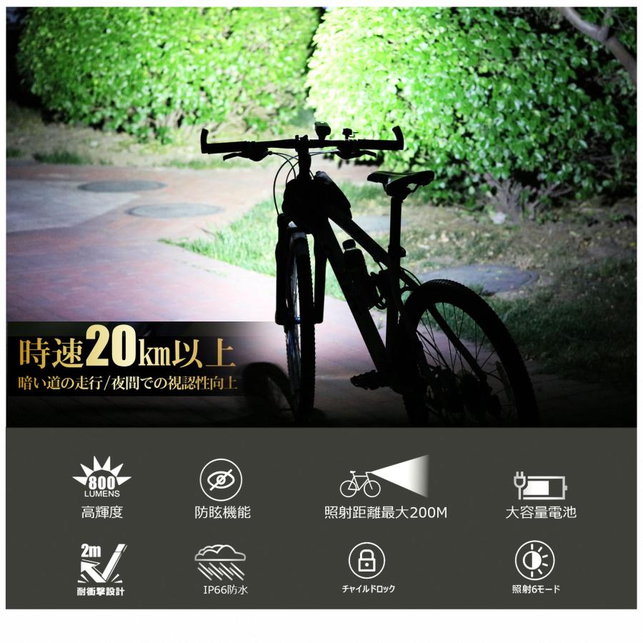 GOODGOODS（グッド・グッズ） 充電式 LED懐中電灯 自転車ライト 800lm