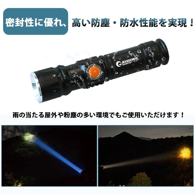 グッドグッズ 八点セット 懐中電灯 USB充電 ハンディライト 1800lm LED懐中電灯 超小型の懐中電灯 アウトドア 徒歩 犬散歩用 台風 ES-20U_2