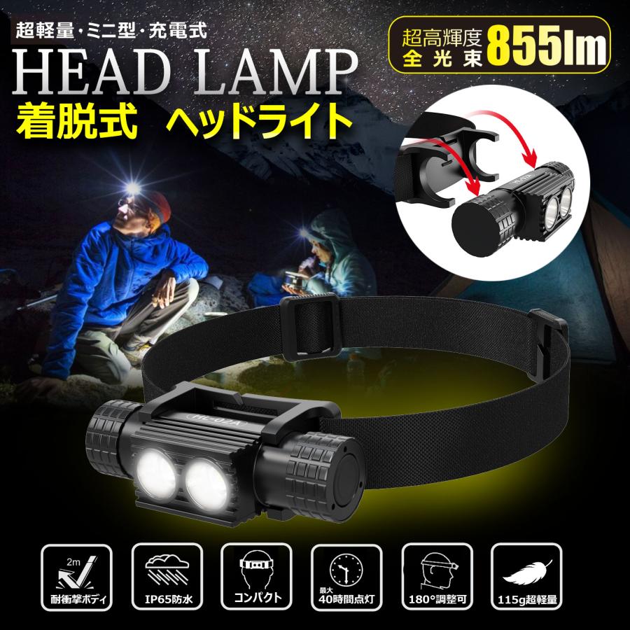 SALE 充電式 LEDヘッドライト 最強ルーメン 18650 屋外 防水 IP65