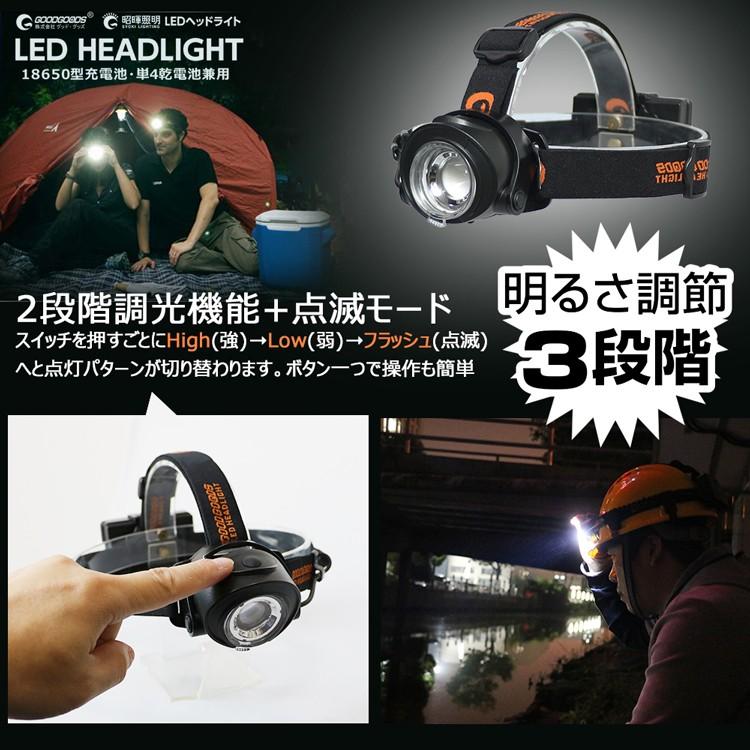 セール 充電式 LEDライト ヘッドライト ヘルメット用 LED 防水 夜釣り アウトドア 屋外 登山 ウォーキング 散歩 レジャー 軽量 携帯型 一年保証 HL-50TR｜goodgoods-1｜05