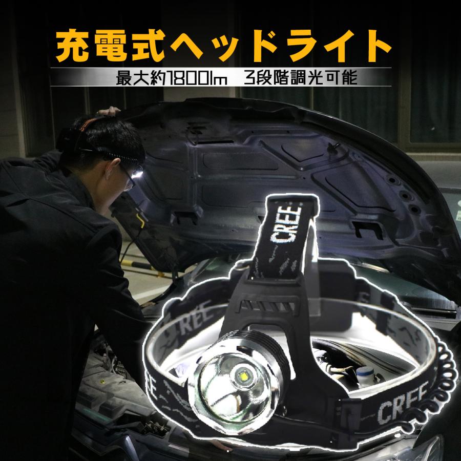 GOODGOODS（グッド・グッズ） 充電式 LED ヘッドライト CREE 1800LM
