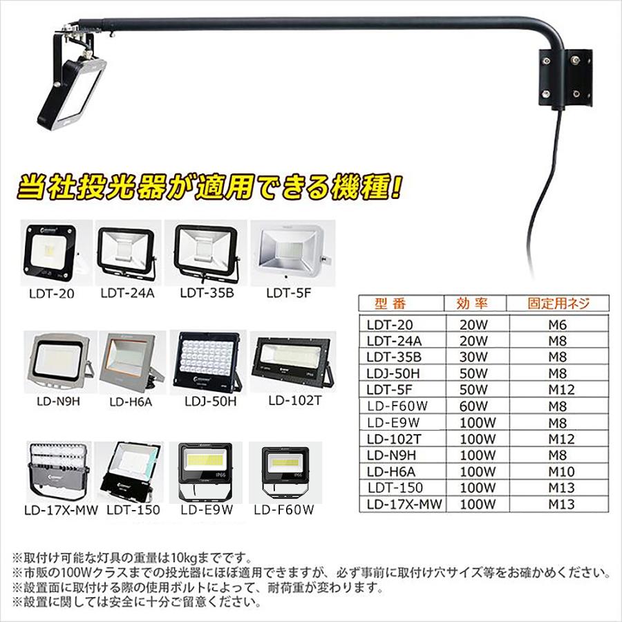 四個セット LED投光器 看板灯用アーム 照明固定用 作業工具 施設照明
