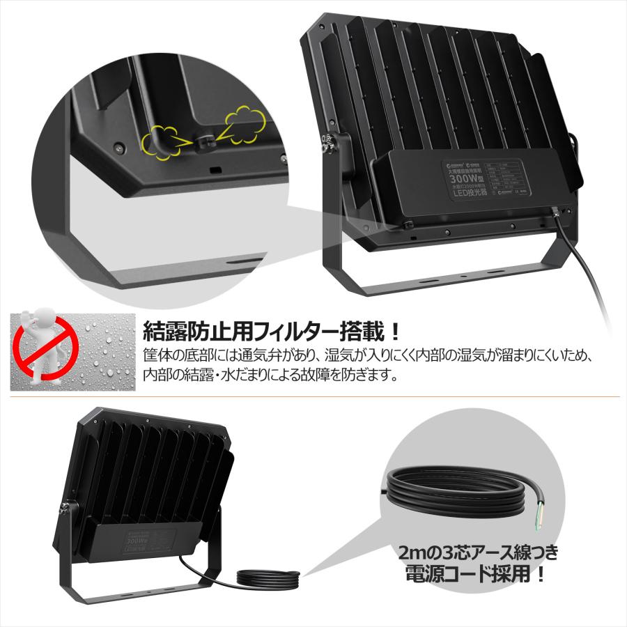 セール 300W LED投光器 超爆光 屋外 防水 集魚灯 通気弁 結露防止 広角120° スポットライト 船 夜釣り ライト 耐久 省エネ 新仕様 アウトドア 一年保証 LD-308B｜goodgoods-1｜12