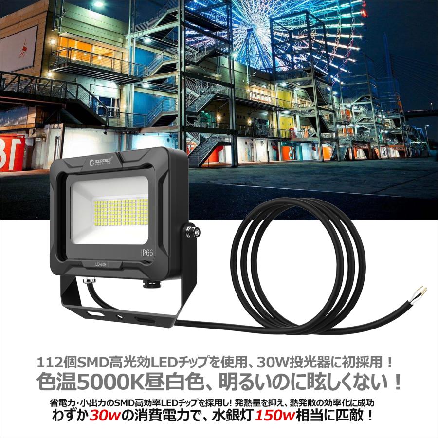 GOODGOODS（グッド・グッズ） 4個セット LED投光器 30W 4500LM 5000K