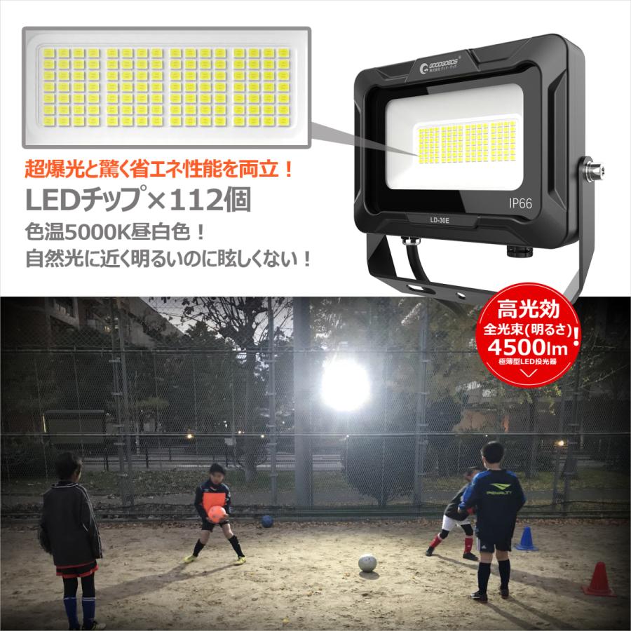 セール 30W LED投光器 高輝度 広角120° 300W相当 電球色 昼白色 IP66 防水 LED 作業灯 駐車場 外灯 スポットライト 夜間作業 工場 一年保証 LD-30E｜goodgoods-1｜21