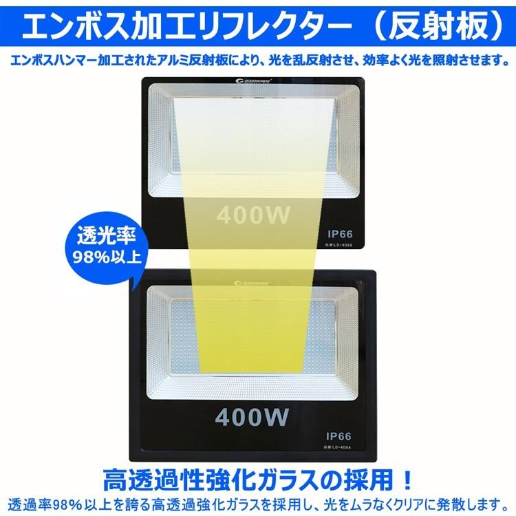 爆買 グッドグッズ 6個セット 400w LED投光器 4000w相当 薄型 LED作業灯 40000lm LEDライト 看板照明 駐車場灯 LED照明 屋外用照明 工事現場 一年保証 LD-408Aの画像