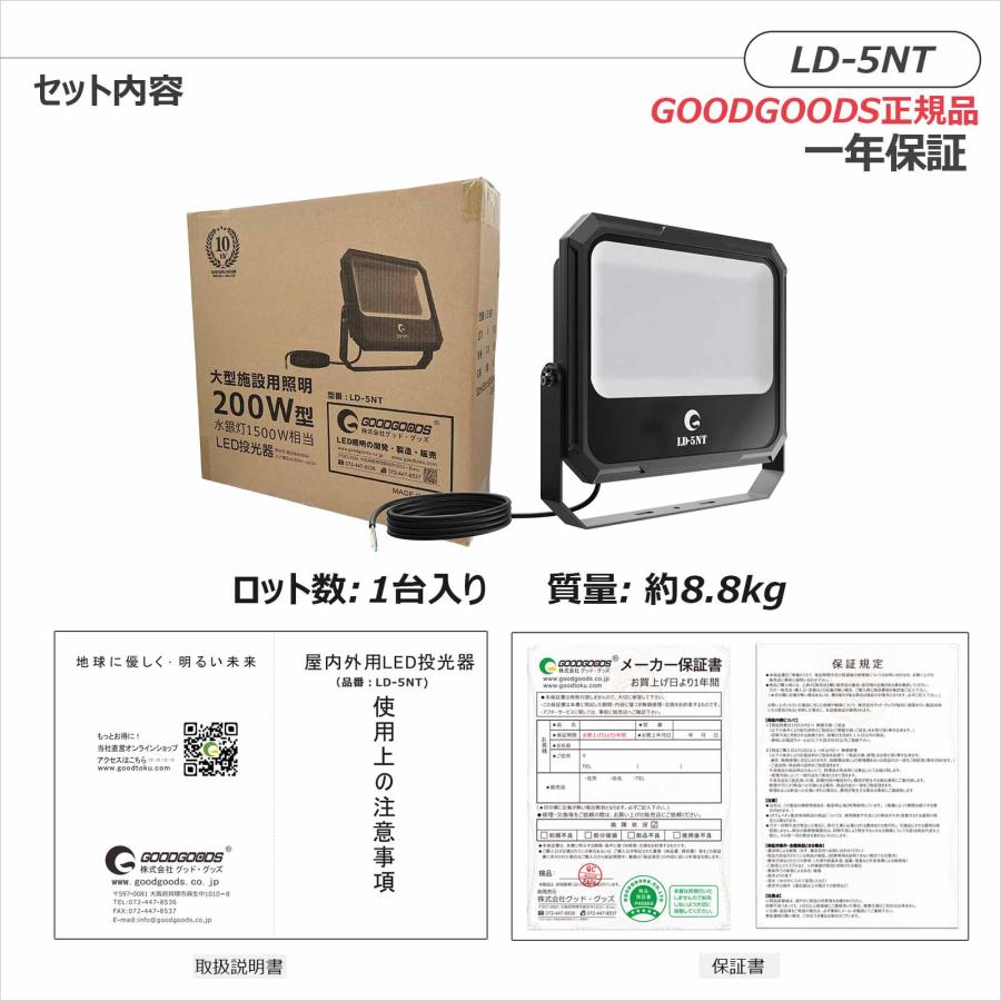 GOODGOODS 200W LED投光器 超爆光 極薄型 屋外用 防水 明るい 高 GOODGOODS 200W LED投光器 超爆光 極薄型 屋外用 防水 明るい 高