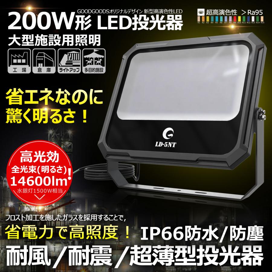 GOODGOODS 4個セット 200W led投光器 屋外用 明るい 高演色 GOODGOODS 4個セット 200W led投光器 屋外用 明るい 高演色