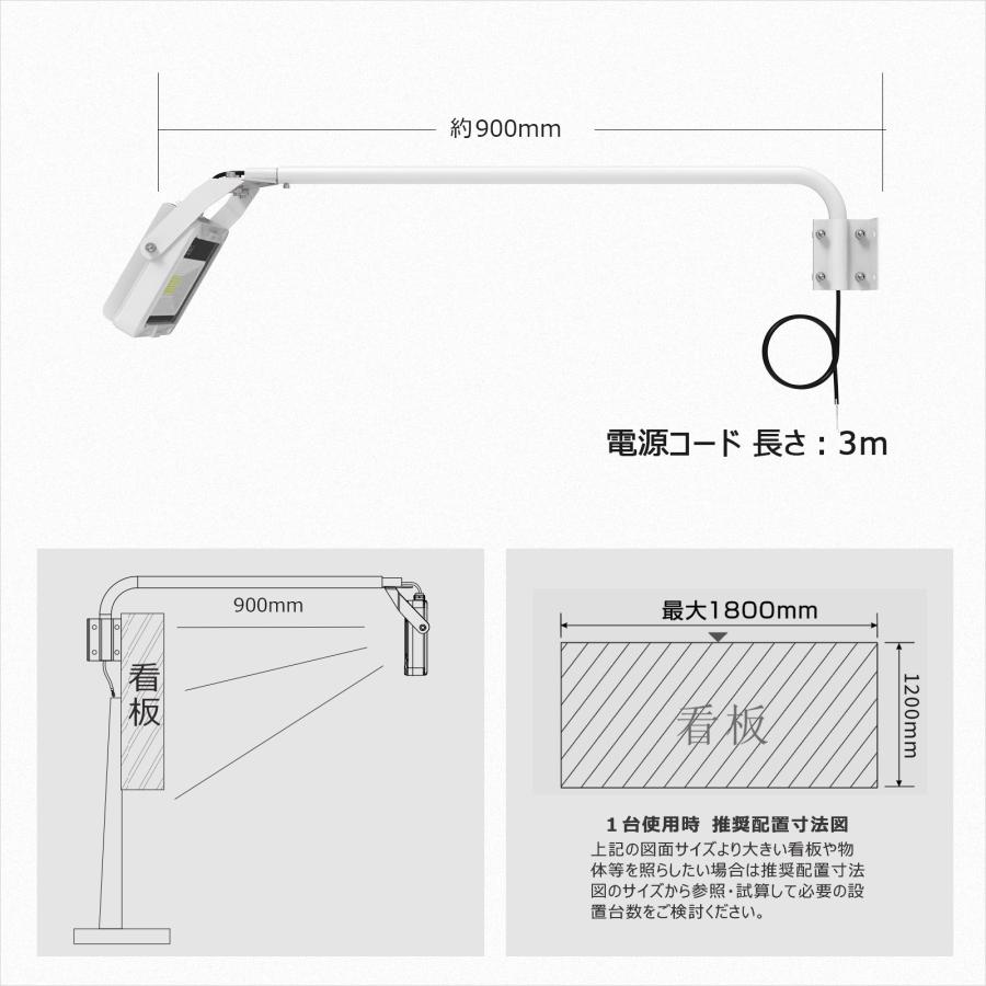 4個セット 黒 LED 看板灯 屋外用 防水 アームライト 投光器 60W 7000lm 高輝度 IP66 スポットライト サイン広告 LED 高演色性 看板灯 防雨 LD-K6W LD-K6B｜goodgoods-1｜18