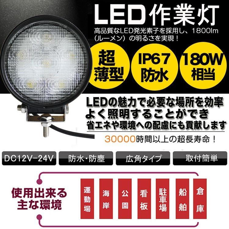 GOODGOODS　10個セット　18W　12v　LD18Y　1年保証　デッキライト　1800LM　船舶　24v兼用　トラック　LED作業灯　路肩灯　重機　ワークライト　広角　自動車