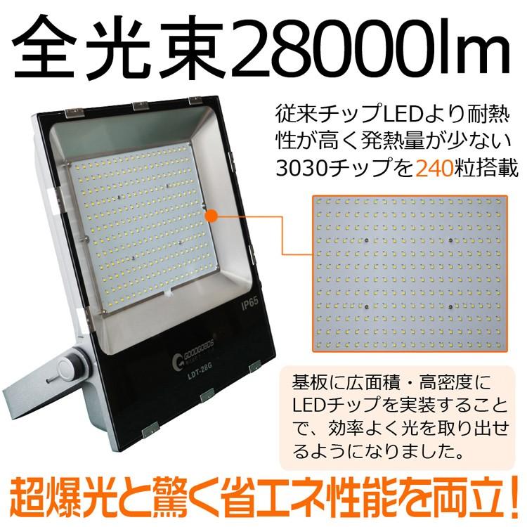 LED投光器　200W　2000W相当　薄型　大型LED投光器　28000lm　LDT-28G　防水　一年保証　集魚灯　屋外　投光器　看板灯　作業灯　工場led照明