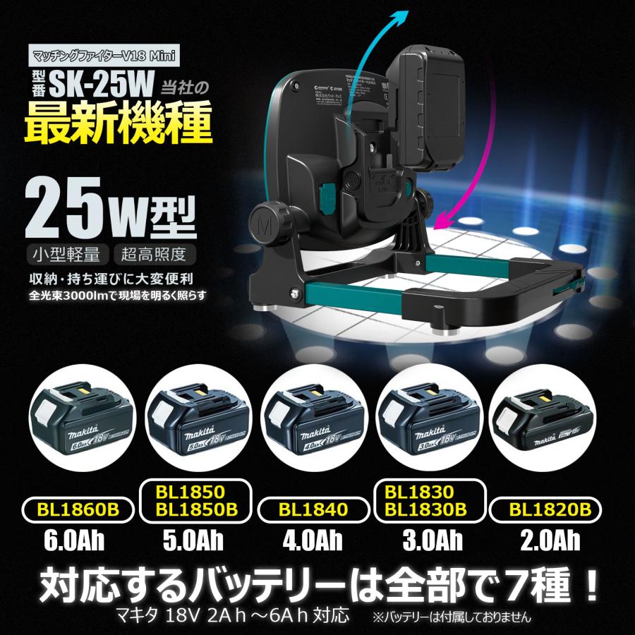 マキタ18V LEDライトUSB マキタバッテリー付6.0Ahセット新品開封 GOODGOODS（グッド・グッズ） 25W LED 作業灯 3000lm makita マキタ