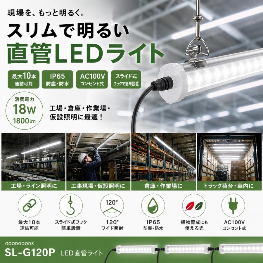 GOODGOODS（グッド・グッズ） led 蛍光灯 18W 直管 白赤混合光 最大10
