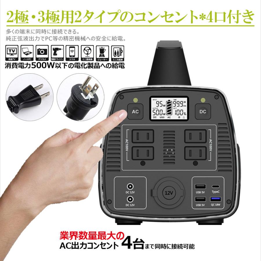 SALE グッドグッズ 500Wポータブル電源 大容量 瞬間最大1000W