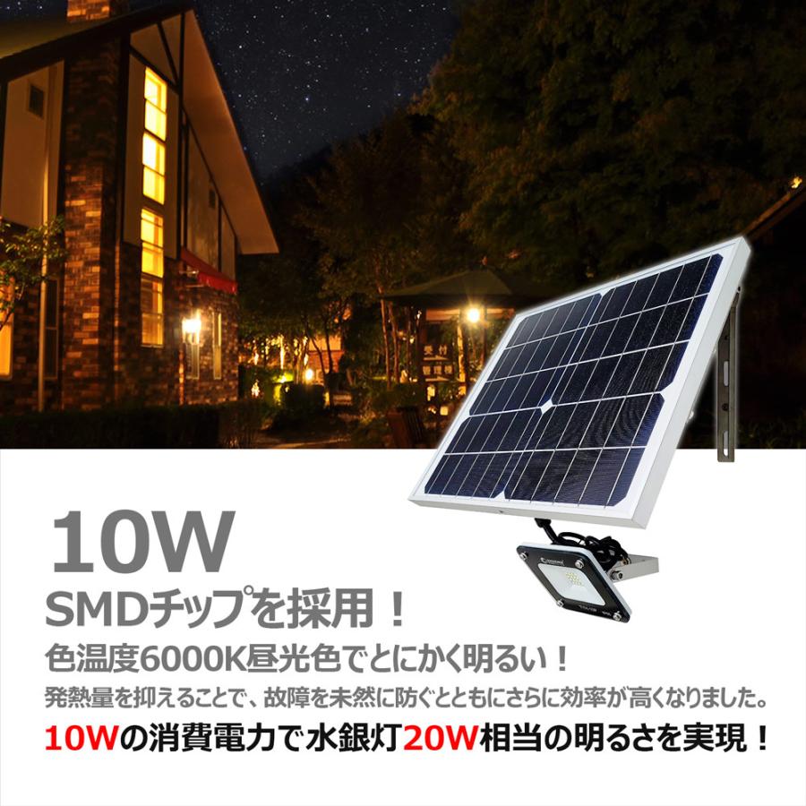 GOODGOODS（グッド・グッズ） LED投光器 太陽光発電 電池交換式 10W 極