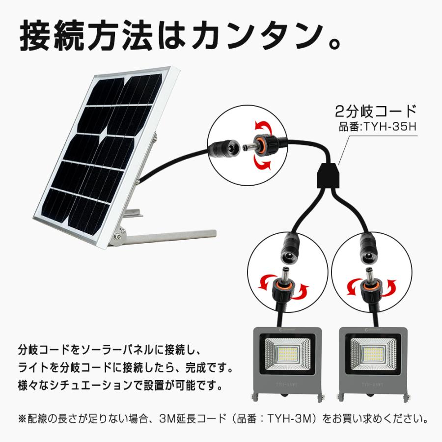 セール LED投光器 15W 2灯投光器 屋外 ソーラーライト 明るい 太陽光発電 看板照明 駐車場 車庫 常夜灯 庭園灯 防災グッズ 停電対策  防犯灯 TYH-15WT｜goodgoods-1｜08