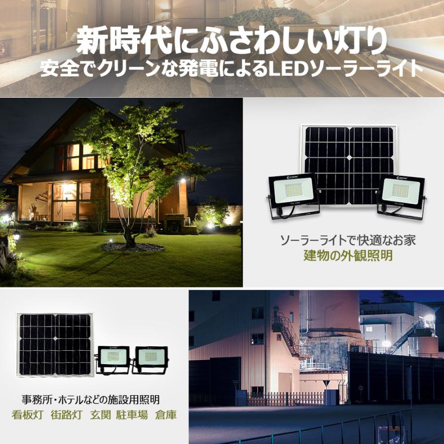 セール LED投光器 20W 2灯付 ソーラーライト 明るい 屋外 太陽光発電 看板照明 駐車場 車庫 常夜灯 庭園灯 防災グッズ 停電対策  防犯灯 TYH-20WE｜goodgoods-1｜11