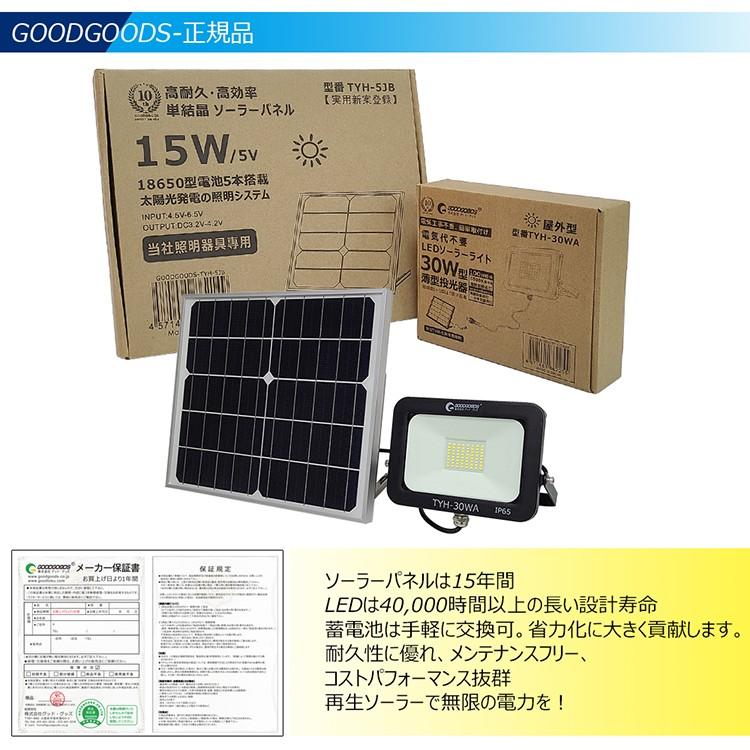 グッドグッズ 8個セット LED投光器 30W ソーラー投光器 昼光色/電球色 ソーラーライト 屋外 ソーラー充電 玄関灯 駐車場 車庫 常夜灯 庭園灯 停電 防災 TYH-30WA｜goodgoods-1｜16