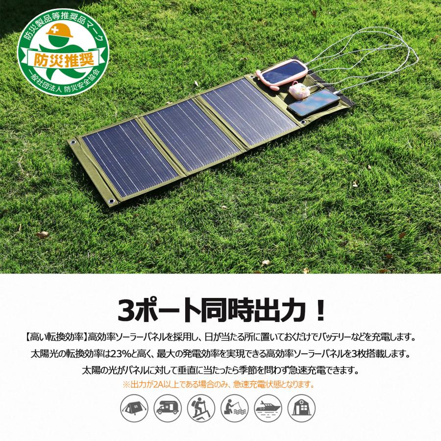 GOODGOODS（グッド・グッズ） ソーラーパネル 小型 30W USB QC3.0 充電