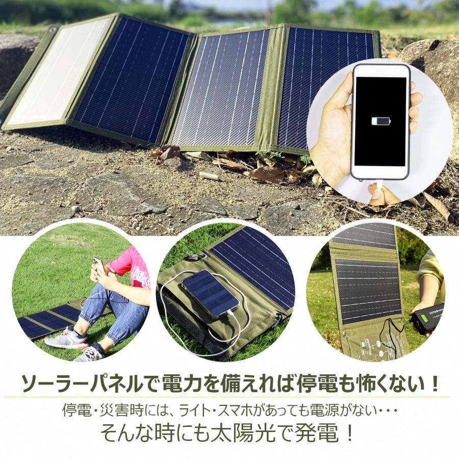 GOODGOODS ソーラーパネル 小型 40W 折りたたみ 携帯型 USB アウトドア