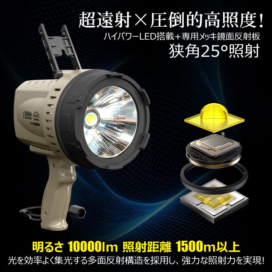 GOODGOODS（グッド・グッズ） サーチライト LED 充電式 1500m遠距離