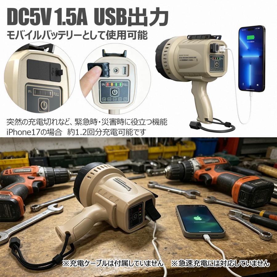 GOODGOODS（グッド・グッズ） サーチライト LED 充電式 1500m遠距離