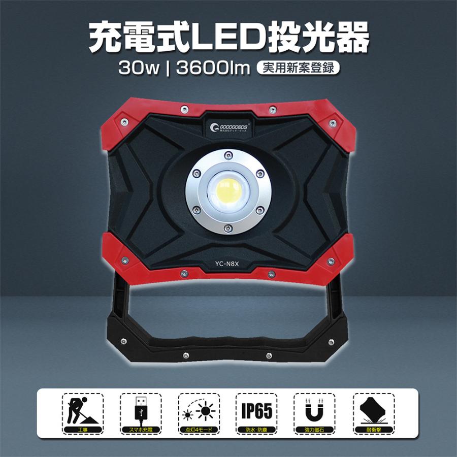GOODGOODS LED作業灯 充電式 ワークライト 30W COB 高輝度 GOODGOODS LED作業灯 充電式 ワークライト 30W COB 高輝度