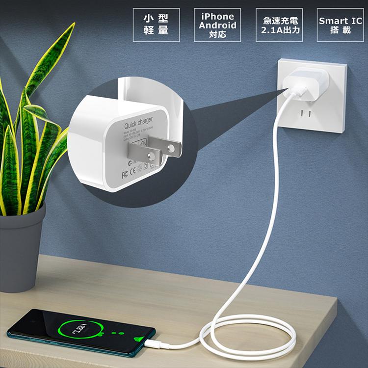 グッドグッズ 10個セット USB電源アダプター ACアダプター 2.1A 急速 