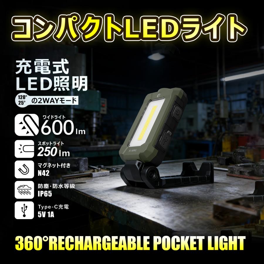 GOODGOODS（グッド・グッズ） 2個セット 強力 1000lm LED作業灯 充電式