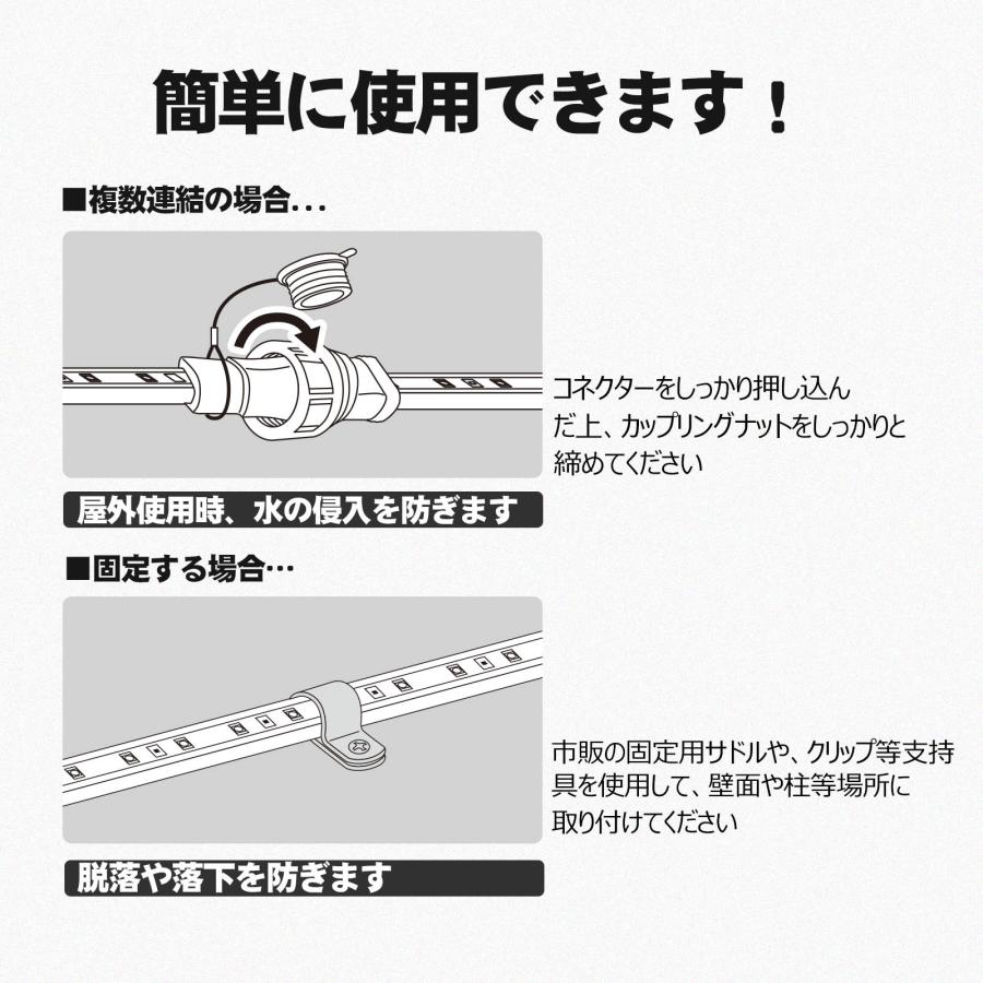 LED 2個セット ロープライト 蓄光 180W 13500lm 工事 連結 道路 誘導灯 15m 防災 片面発光 明るい 昼光色 防水防塵 IP65 耐衝撃 IK10 CB-2S15M-95V | GOODGOODS | 12