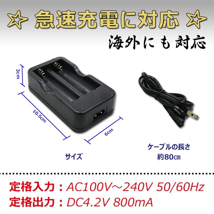 GOODGOODS 充電池セット リチウムイオン電池 充電指示ランプ 保護機能 同時充電 充電池2本 マルチ充電器 AC100-240V 海外で使用可能 懐中電灯 CHG-2A｜goodgoods-2｜05