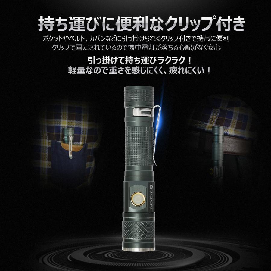 LED懐中電灯 1800lm CREE ハンディライト ズーム機能 充電式 散歩 登山 防災グッズ コンパクト 一年保証 N-ED25-S｜goodgoods-2｜09