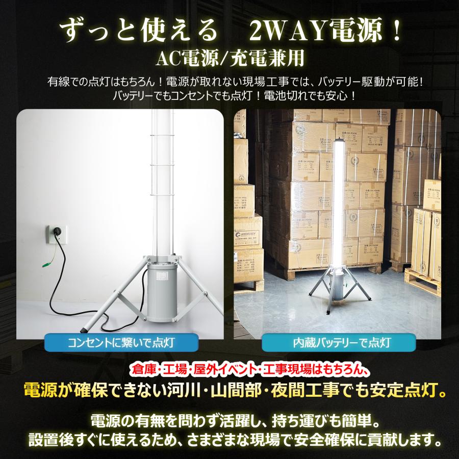 GOODGOODS（グッド・グッズ） 円柱型LED投光器 75W 作業灯 充電式/AC