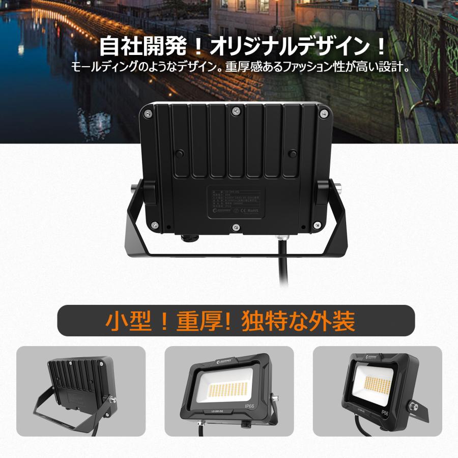 GOODGOODS LED投光器 20W 3000lm 電球色 防水 耐熱 アース線 GOODGOODS LED投光器 20W 3000lm 電球色 防水 耐熱 アース線