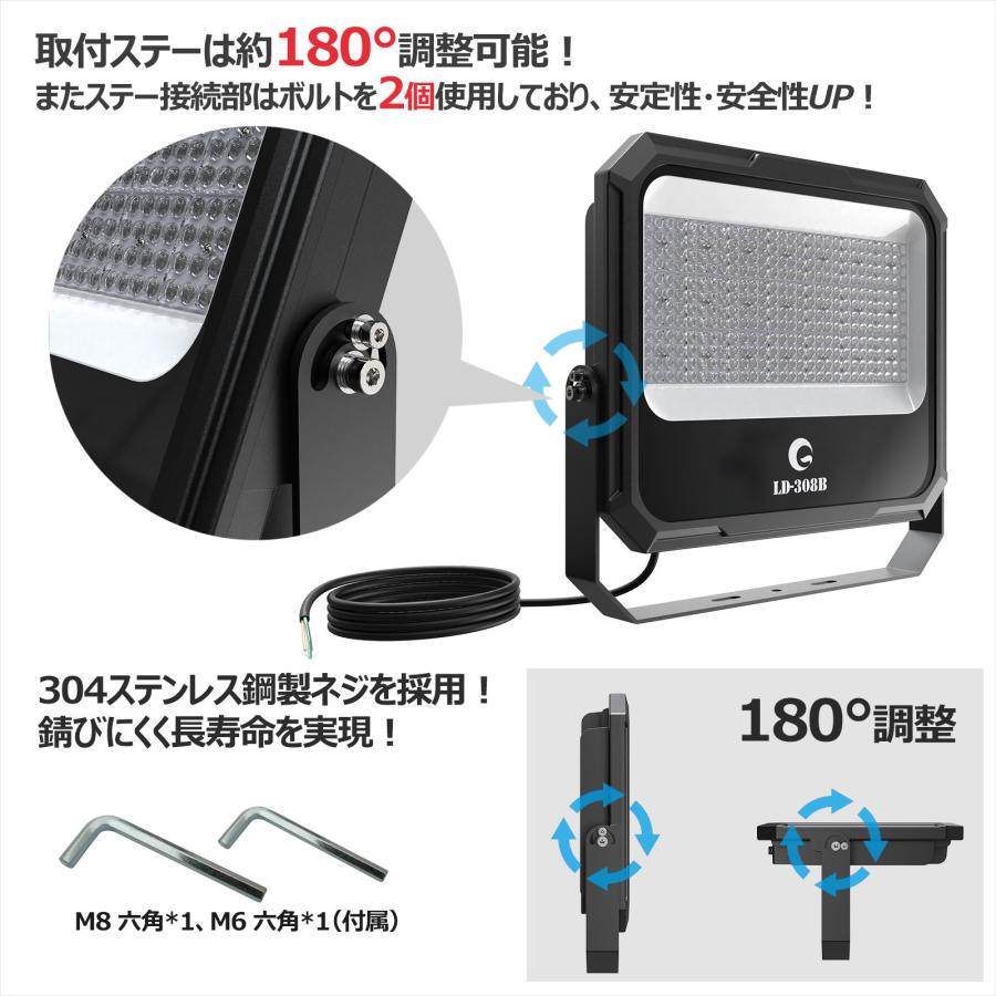 GOODGOODS LED投光器 防水 屋外 19330lm 300W 新仕様ステー 通気 GOODGOODS LED投光器 防水 屋外 19330lm 300W 新仕様ステー 通気