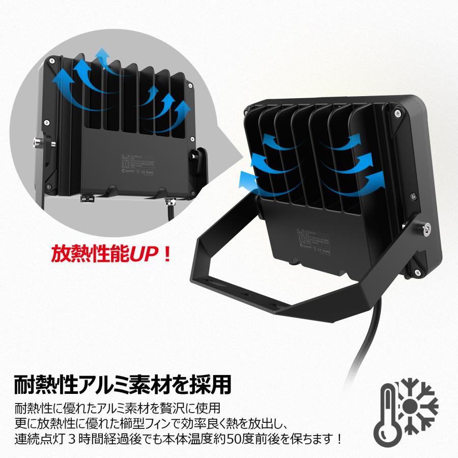 SALE グッドグッズ LED 投光器 60W 防水 屋外 作業灯 省エネ 10200lm 3000K Ra80 電球色 IP66 新仕様ステー 耐熱素材 照射角度120° 取付簡単 LD-F60W-DQ｜goodgoods-2｜05