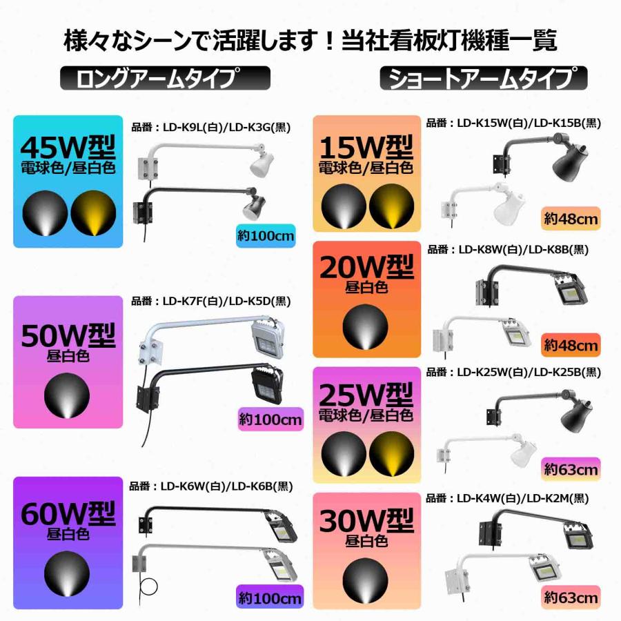 新商品 LED 投光器 アーム 60cm ライト 看板照明 作業灯 30W 3150lm 外灯 高演色性 屋外 防水 ワークライト 短め 広告 店舗照明 明るい 一年保証 LD-K4W｜goodgoods-2｜13