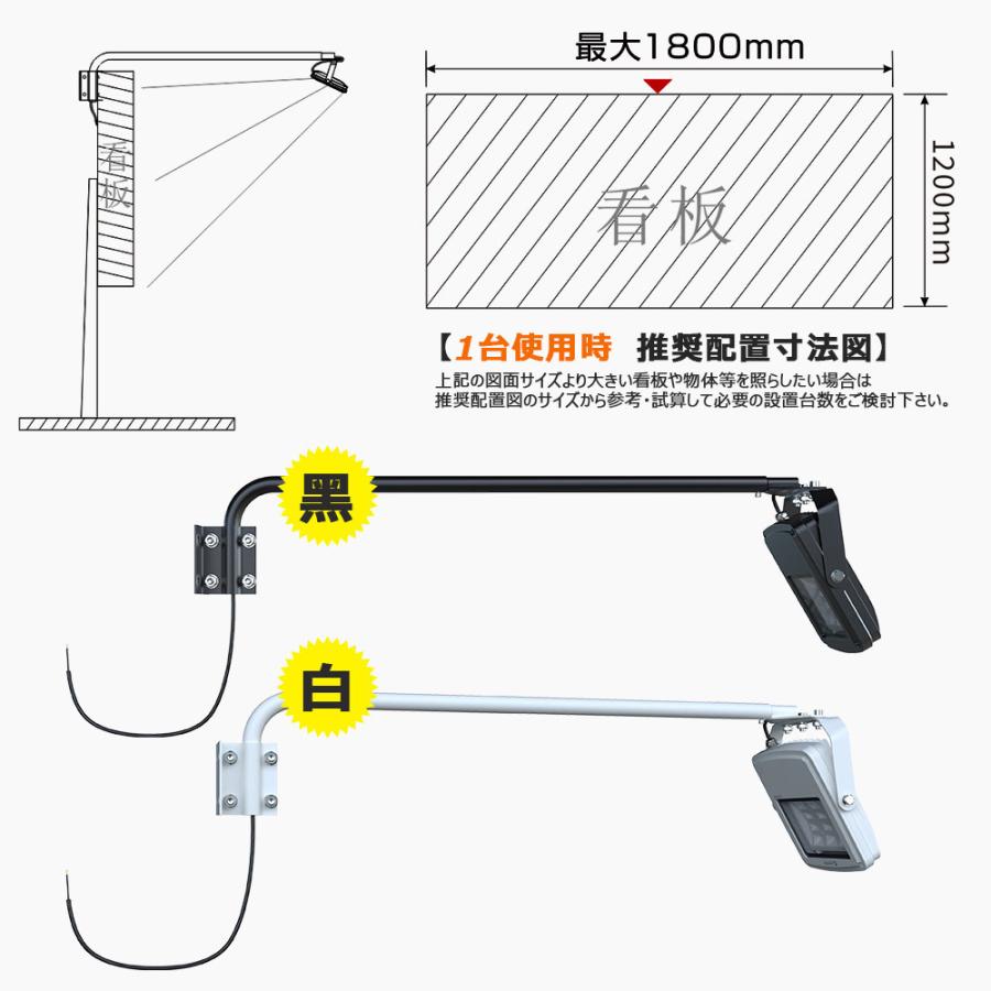 GOODGOODS 八個セット アーム投光器 50W 5600lm IP66 投光器 高演色性 Ra95 看板照明 屋外 防水 スポットライト 高輝度 アーム 黒白 店舗照明 LD-K5D LD-K7F｜goodgoods-2｜15