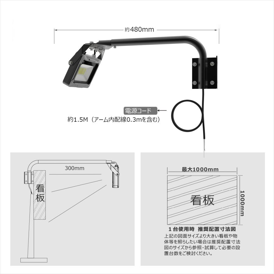 GOODGOODS（グッド・グッズ） 新商品 LED 投光器 アーム 30cm 看板 20W