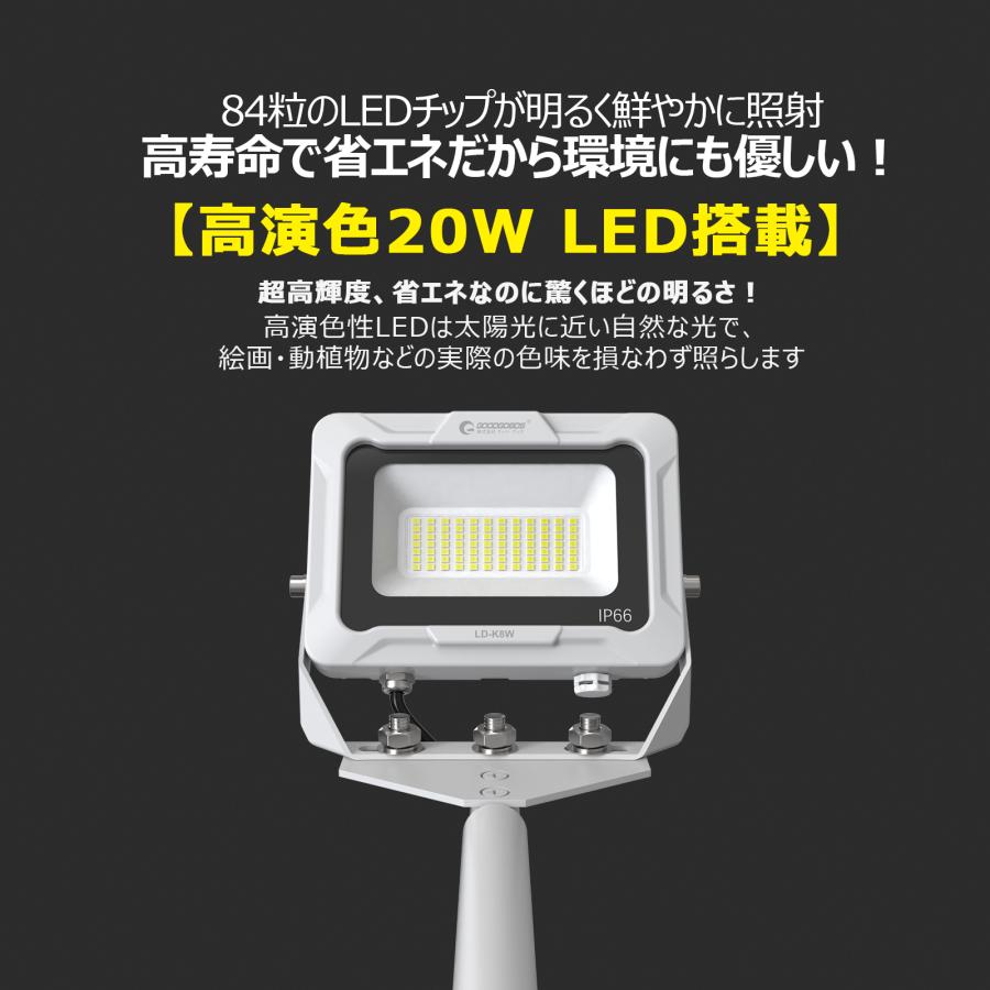 2個セット LED 投光器 アーム 30cm ライト 看板照明 作業灯 20W 2100lm