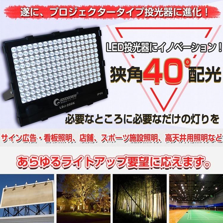 4個セット　LED投光器　200W　夜間作業　看板照明　LDJ-200k　防水　一年保証　狭角40°　演出照明　スポットライト　作業灯　屋外照明　夜間作業