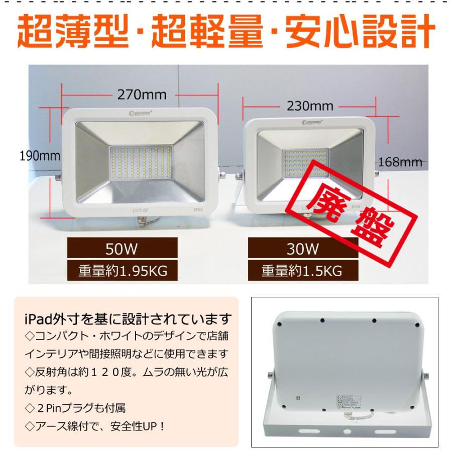 GOODGOODS LED投光器 50W 500W相当 6000lm 6000K 薄型 防水 防塵 スポットライト 美容室 住宅 店舗 屋外 外灯 屋外 現場  LDT-5F｜goodgoods-2｜05