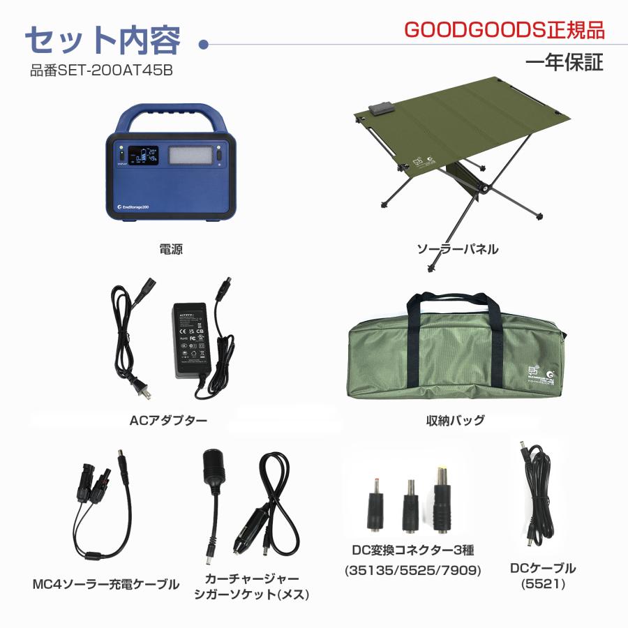 GOODGOODS（グッド・グッズ） 省エネ セット 200W ポータブル電源