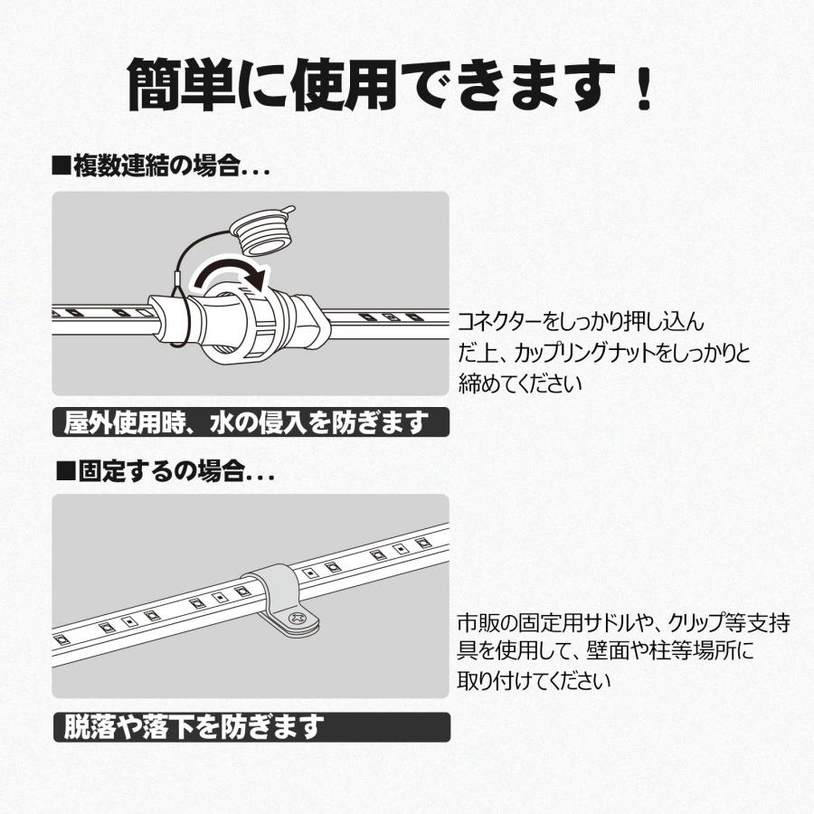 【20ｍ】セット 120W LED ロープライト 10m 両面発光 14000LM 100V 電源コード 1.5m 防水 IP65 耐衝撃 IK10 チューブ テープライト SET-2W10M-90V | GOODGOODS | 10