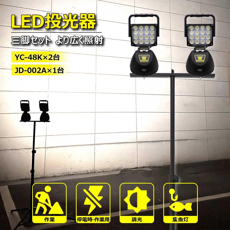 GOODGOODS（グッド・グッズ） 2個 三脚セット 充電式 LED投光器 48W