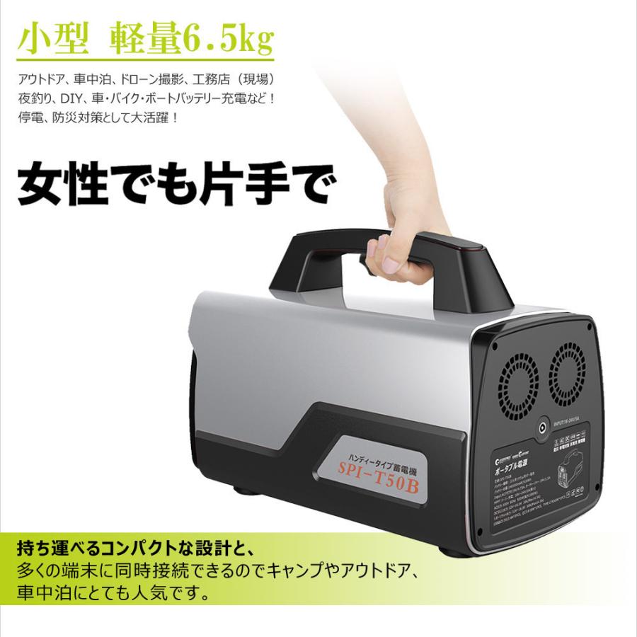 ポータブル電源 大容量 家庭用蓄電池 518Wh 140000mAh 純正弦波 4way出力 生活家電 車中泊 アウトドア  SPI-T50B｜goodgoods-2｜11