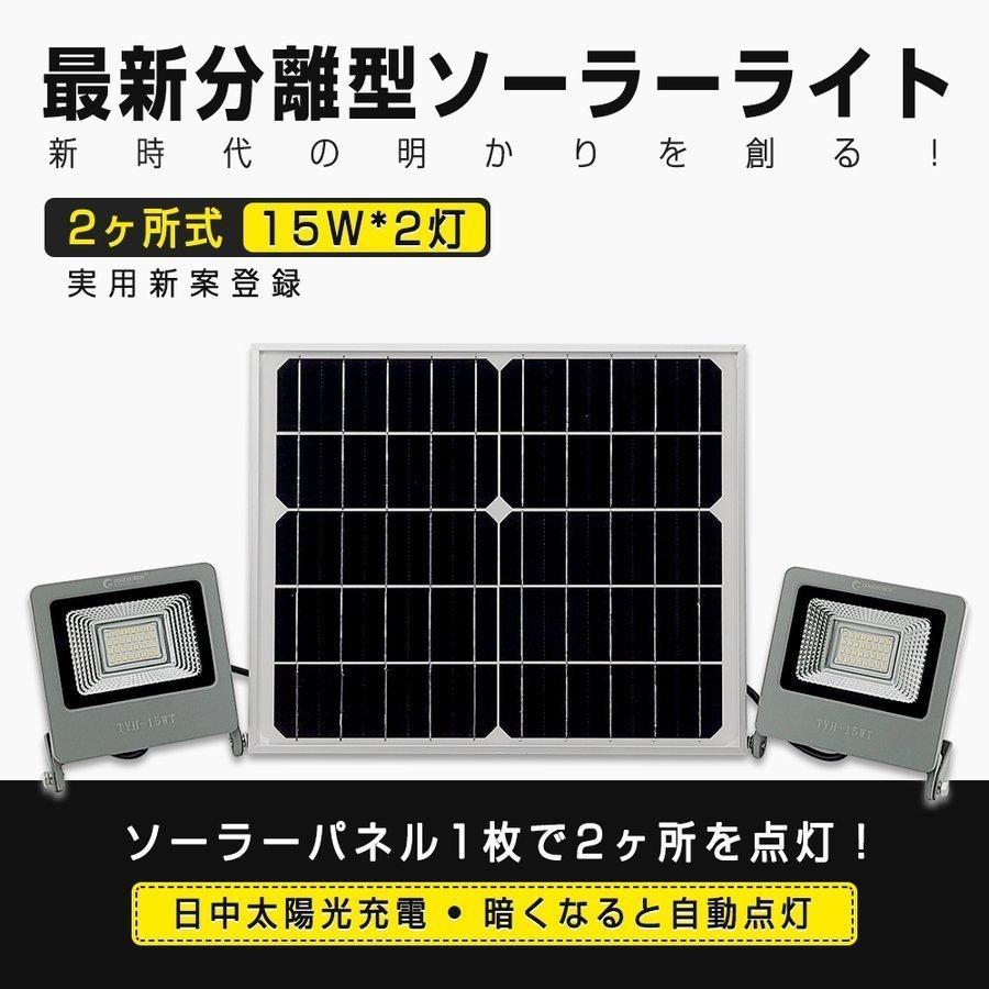 GOODGOODS　LED投光器　分離型　屋外照明　LEDソーラーライト　常夜灯　TYH-15WT　15W*2灯式　自動点灯